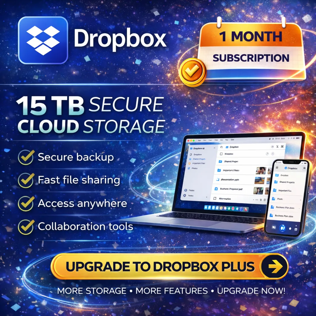 Dropbox Advanced Plan 15 TB Storage 1 Month Premium Subscription Private Account - irongamers.ru