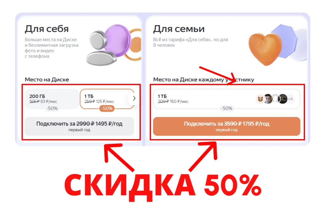 Яндекс Диск 360 облако 1 ТБ со скидкой 50% (на 1 год) - irongamers.ru