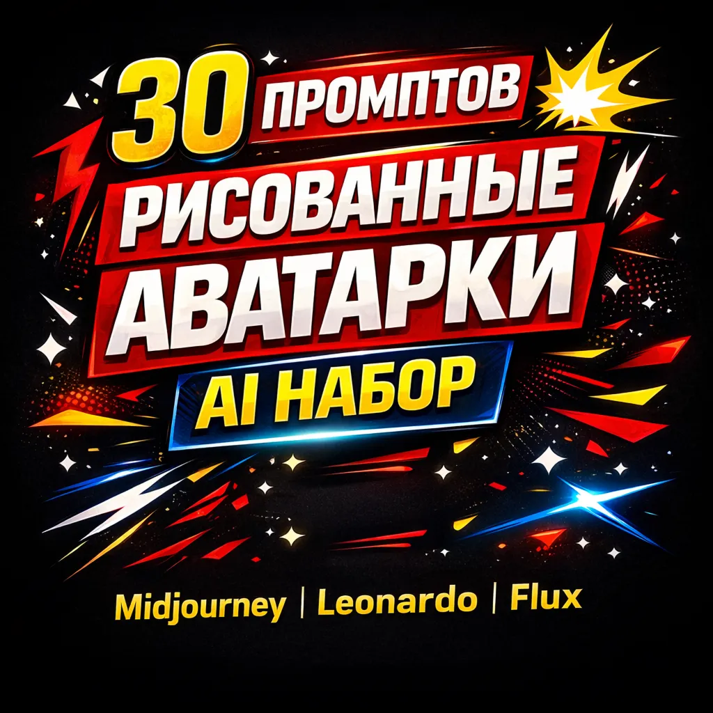 30 промптов для аватарок в рисованном стиле | AI / Midjourney / Leonardo / Flux