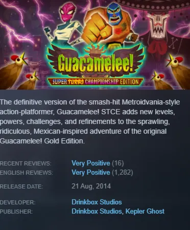 STEAM KEY  |  Guacamelee! Super Turbo Championship Edition  |  [REGION FREE]