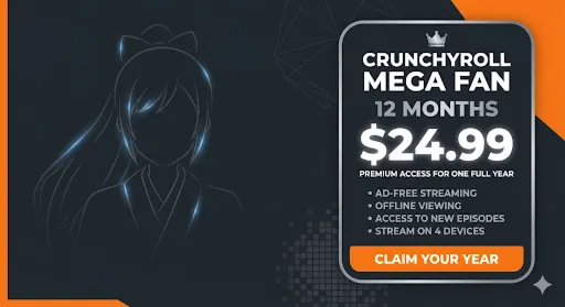 Crunchyroll Premium Mega Fan Подписка на 12 месяцев