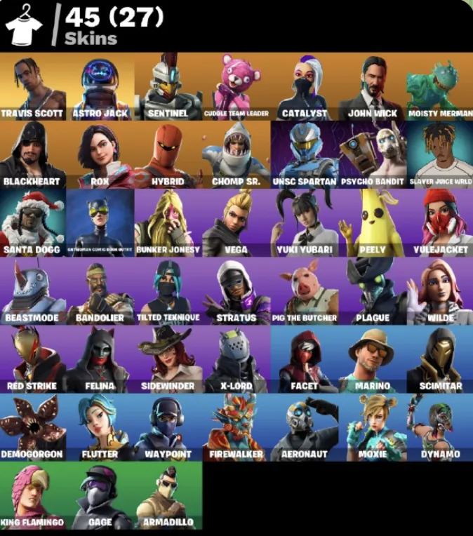 FN • Travis Scott • Psycho Bandit • John Wick • Astro Jack • 45 скинов