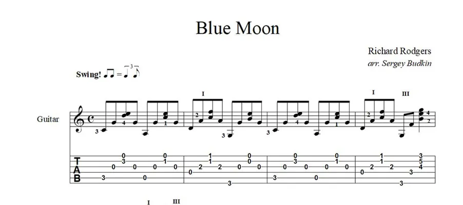 Blue Moon (Ричард Роджерс) ноты для гитары - irongamers.ru