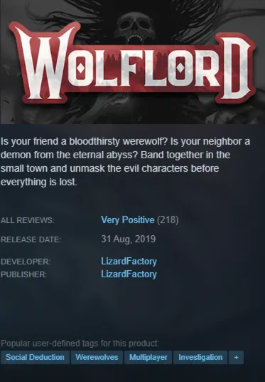 STEAM KEY - Wolflord - Werewolf Online - [РФ + REGION FREE/GLOBAL] - Автодоставка