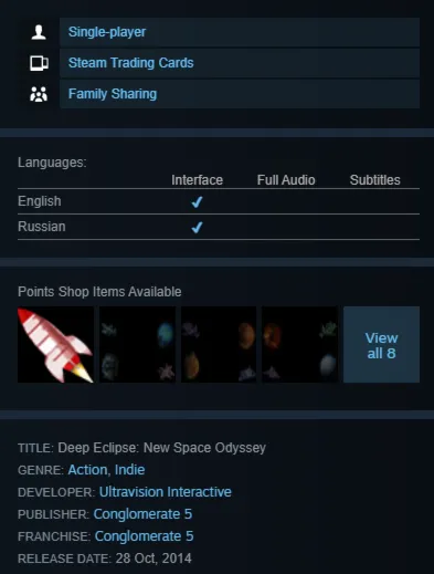 STEAM KEY - Deep Eclipse: New Space Odyssey - [РФ + REGION FREE/GLOBAL]