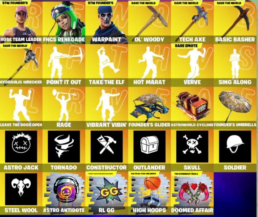 FN OG STW (ВСЕ ПЛАТФОРМЫ) | 186 скинов (16 платных) | Полный доступ