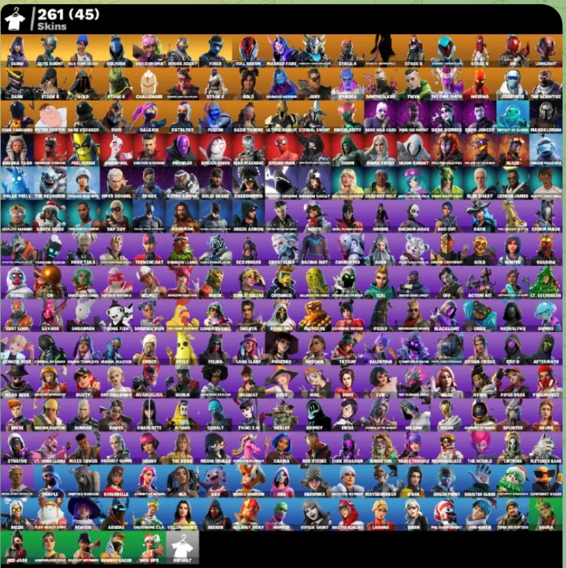 FN | Elite Agent, Glow, Rogue Agent,Take The L | 261 skins (45 paid) 750 VB