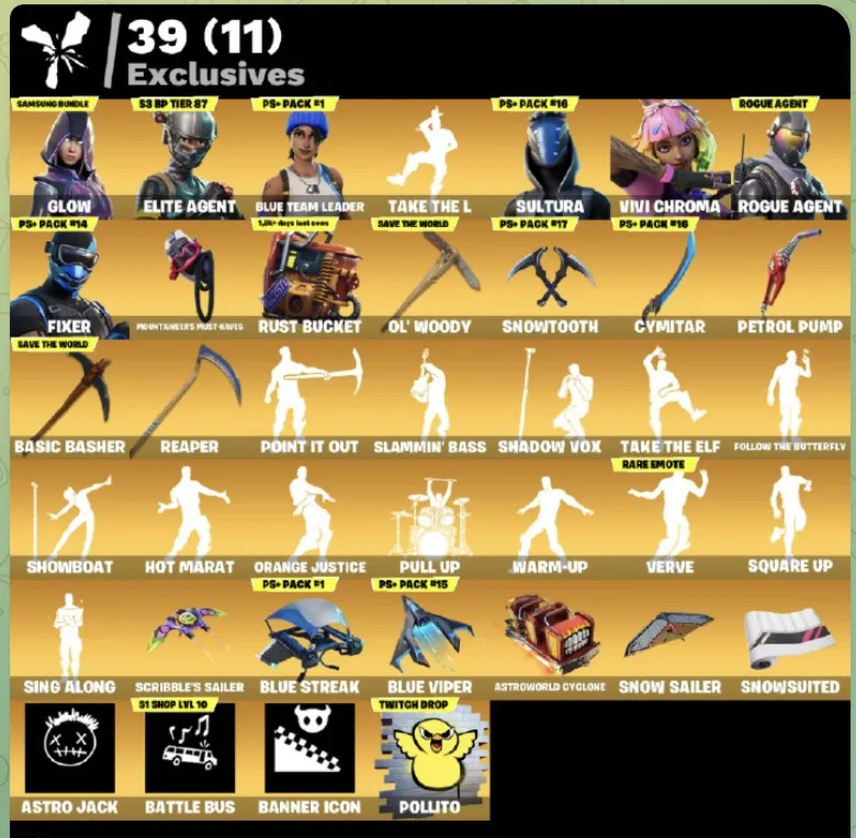 FN | Elite Agent, Glow, Rogue Agent,Take The L | 261 skins (45 paid) 750 VB