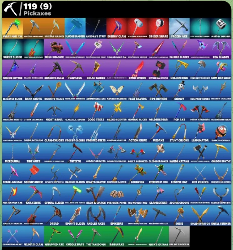 FN (ALL PLATFORMS)  Merry Mint Axe | 74 skins (13 paid) | 1150 VB