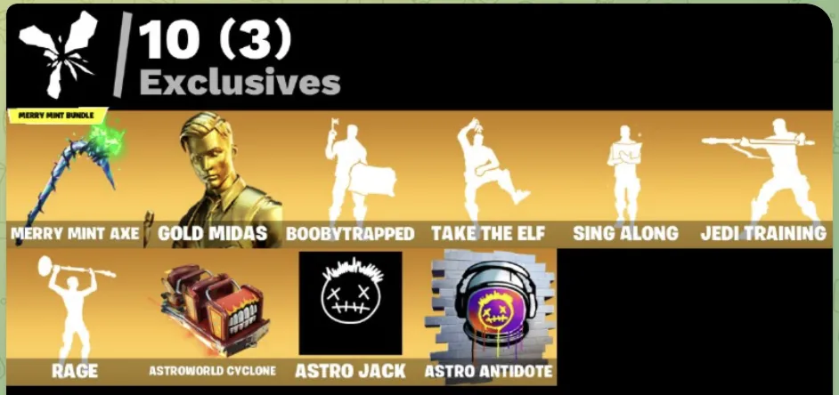 FN (ALL PLATFORMS)  Merry Mint Axe | 74 skins (13 paid) | 1150 VB
