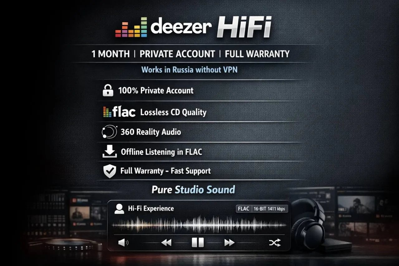 Deezer HiFi 1 Месяц Студийный Звук Приватный Аккаунт H-24 - irongamers.ru