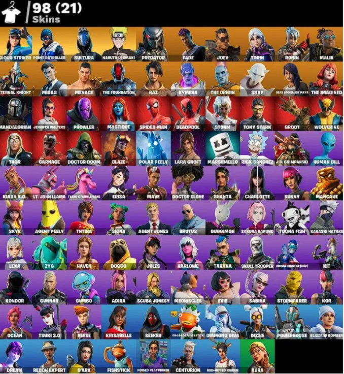 Fortnite аккаунт 98 скинов / Маршмелоу / Человек Паук / Get Griddy / С Почтой (АВТО)