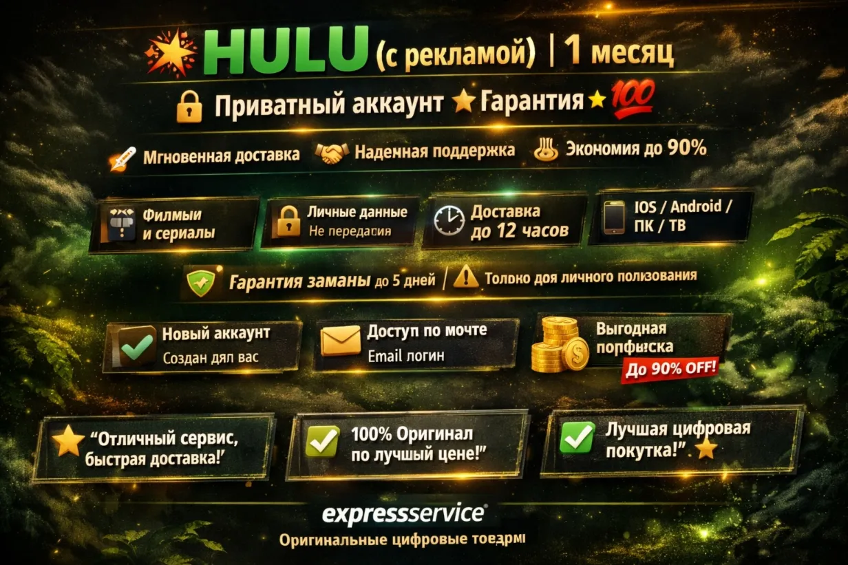 🎬 ✨ ✅ HULU (с рекламой) 💥 |1 месяц 🔒 Приватный ★ Гарантия★ 🚀 Мгновенная доставка 🔥 💯 