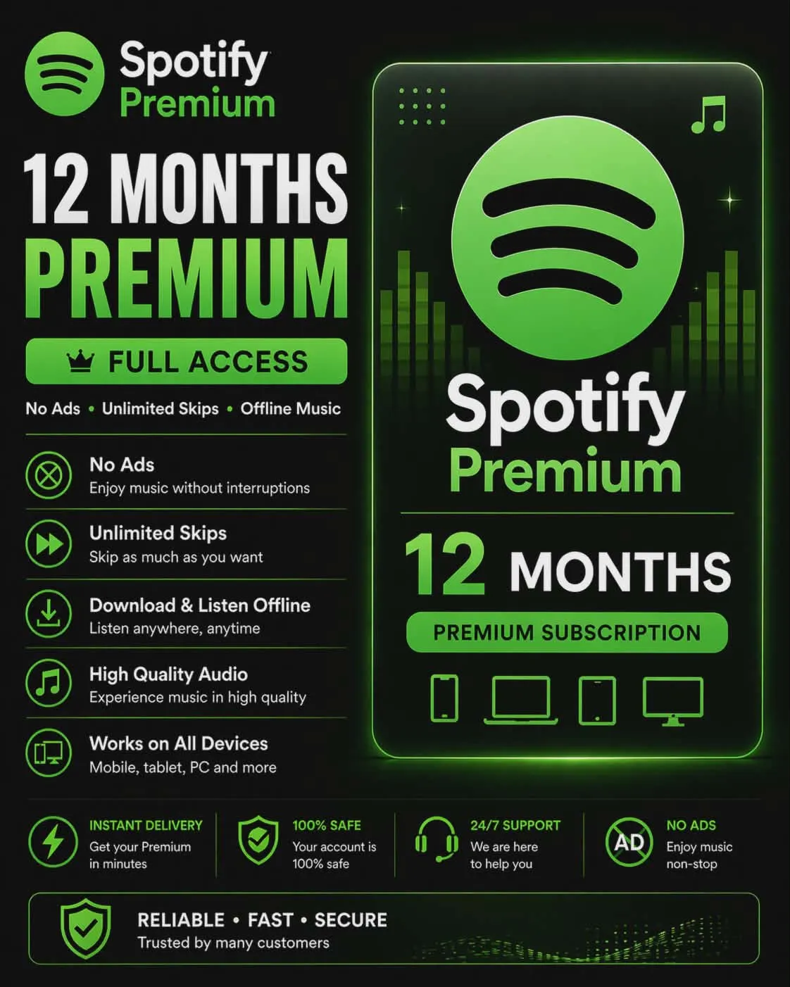 Potify Premium на 12 месяцев – полный доступ | Без рекламы | Мгновенная доставка