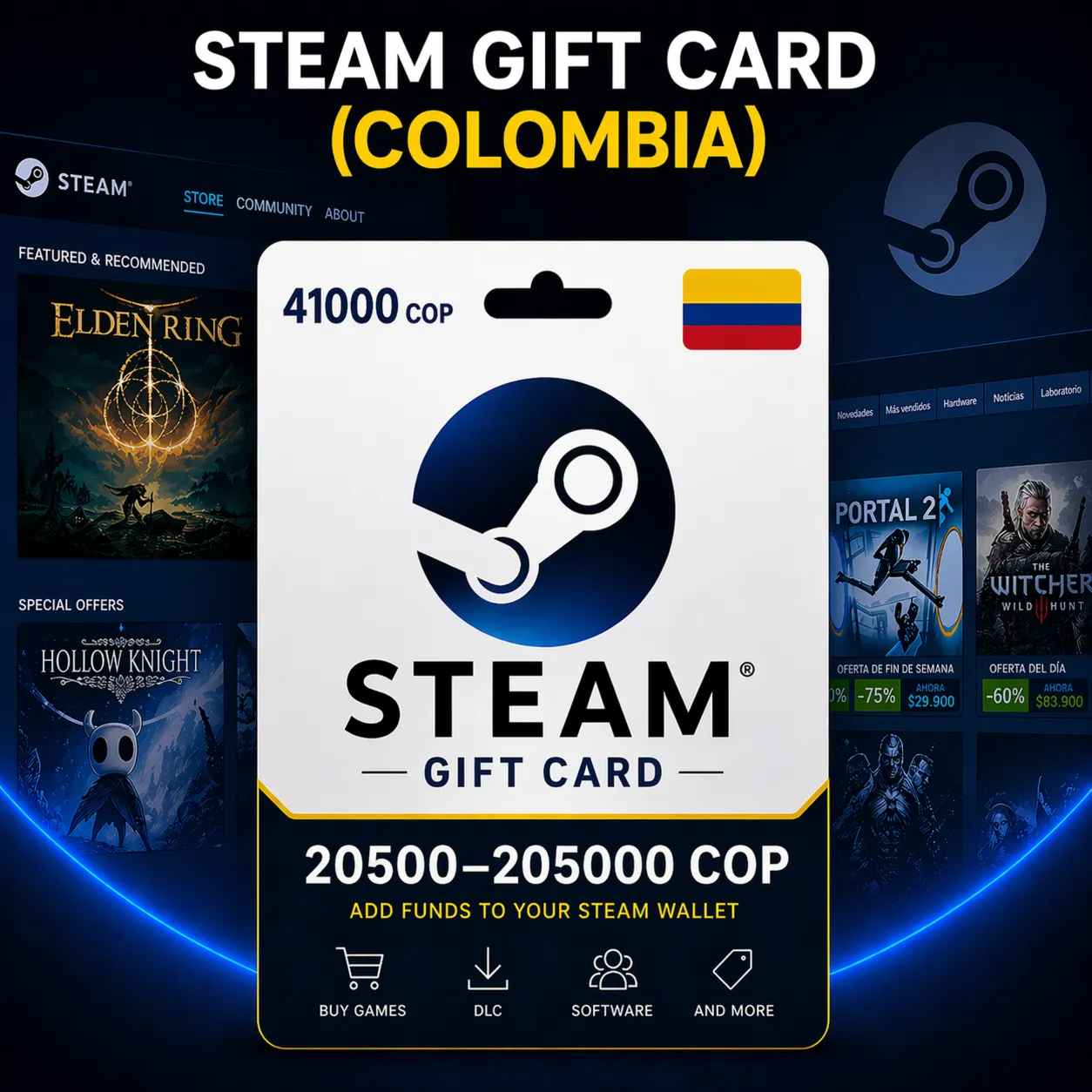Steam Gift Card (Колумбия) 20500–205000 COP | Код пополнения Steam