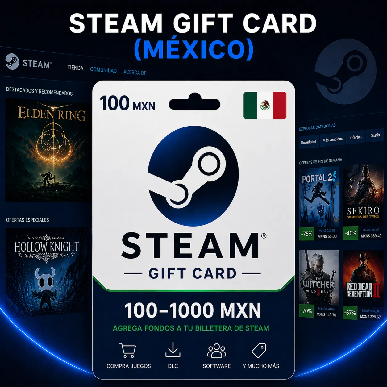 Steam Gift Card (Мексика) 100–1000 MXN | Код пополнения Steam