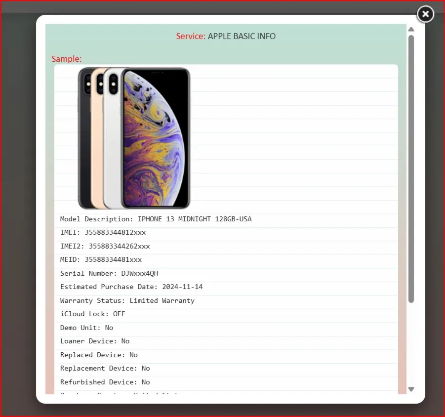 Базовая информация об устройствах Apple по IMEI/SN