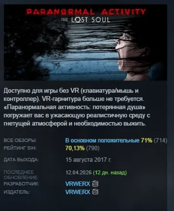Paranormal Activity: The Lost Soul АВТОДОСТАВКА STEAM GLOBAL МГНОВЕННО ЛИЦЕНЗИЯ