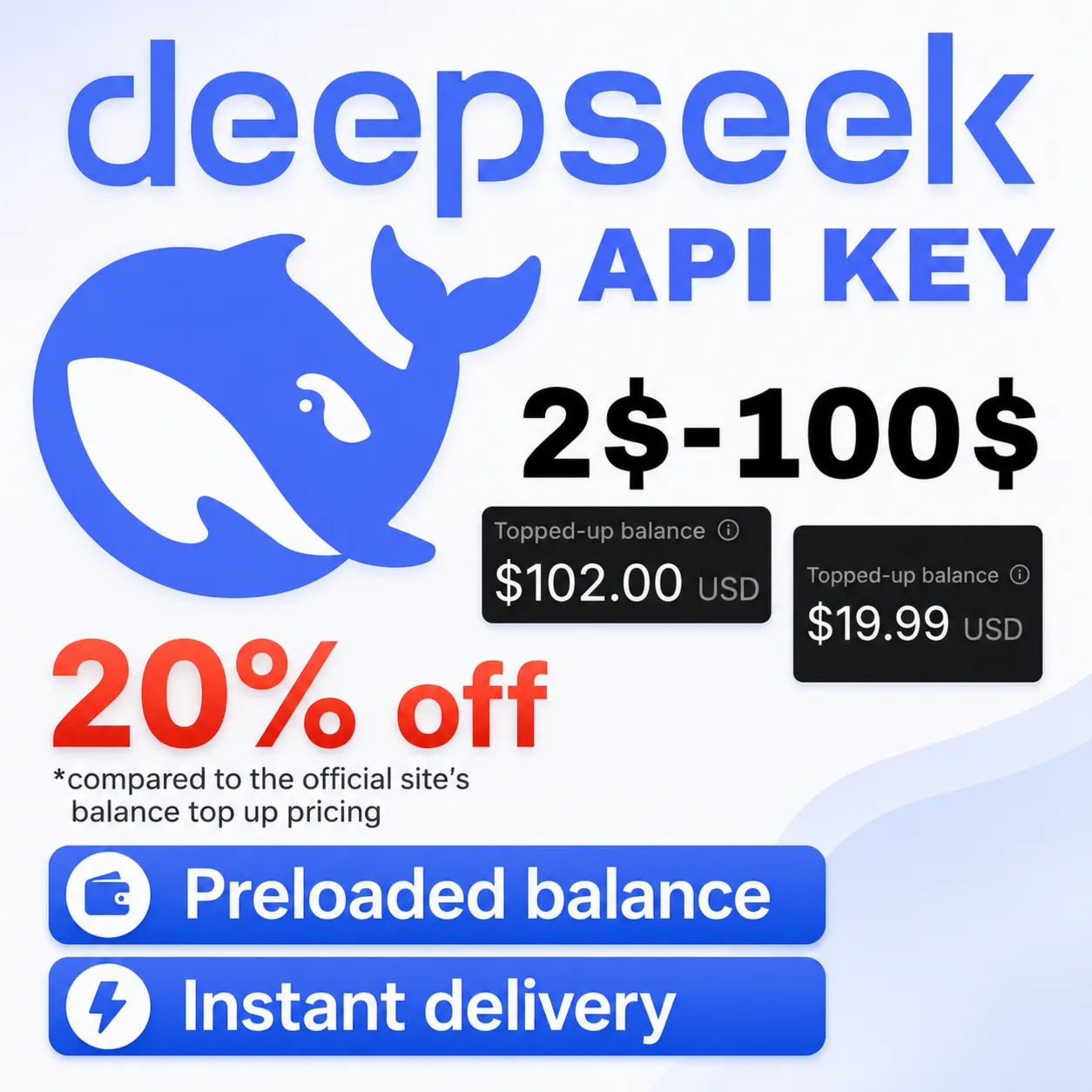 DeepSeek API ключ с балансом 2 USD