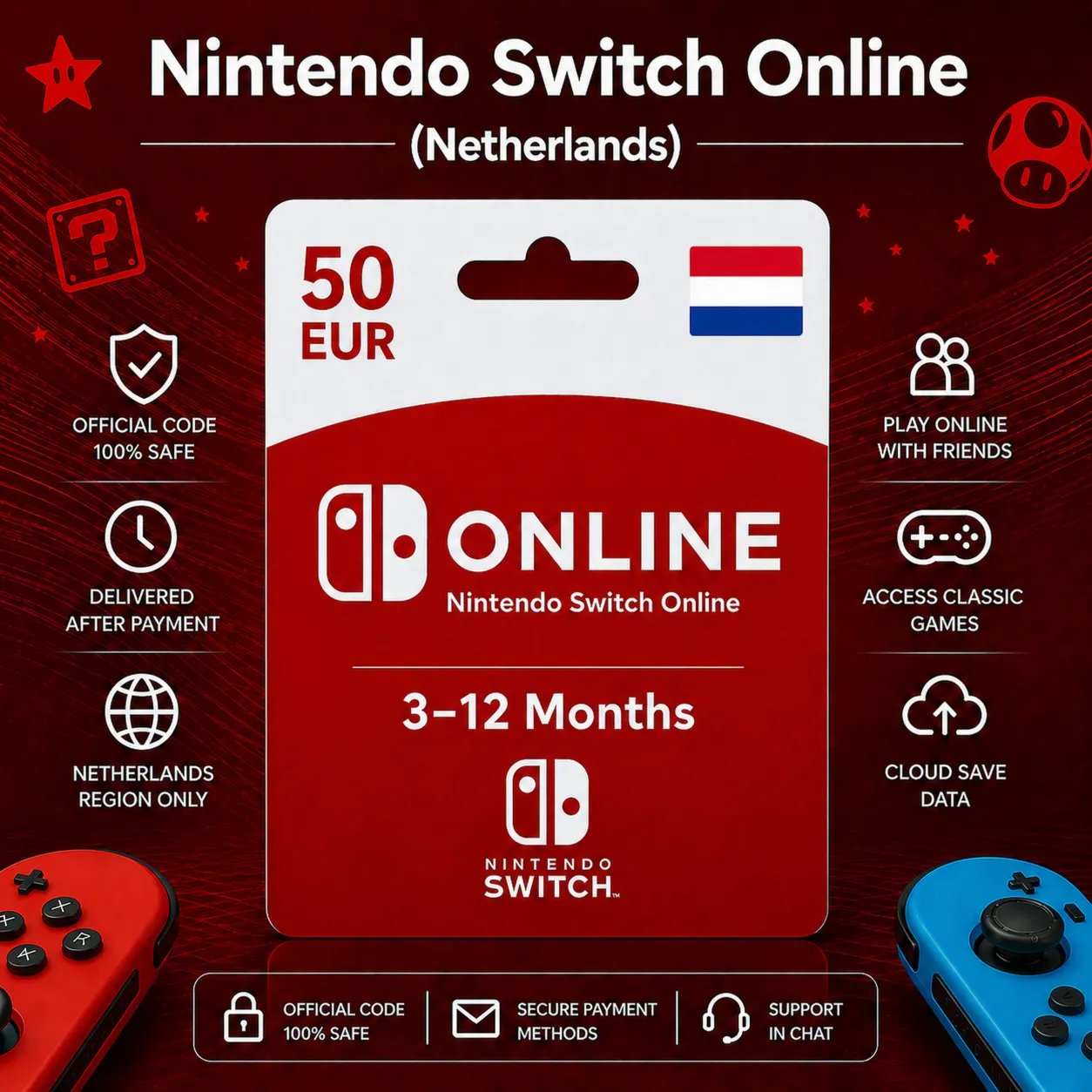 Nintendo Switch Online (Нидерланды) 3–12 месяцев | Подписка Nintendo