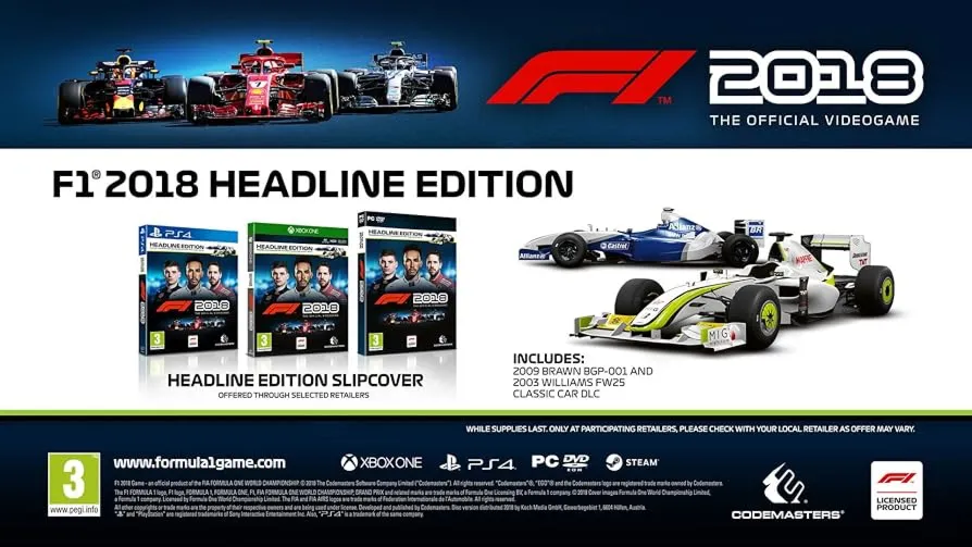 F1 2018 HEADLINE EDITION (ИГРА + ДЛС)  ГЛОБАЛЬНЫЙ STEAM KEY + РФ