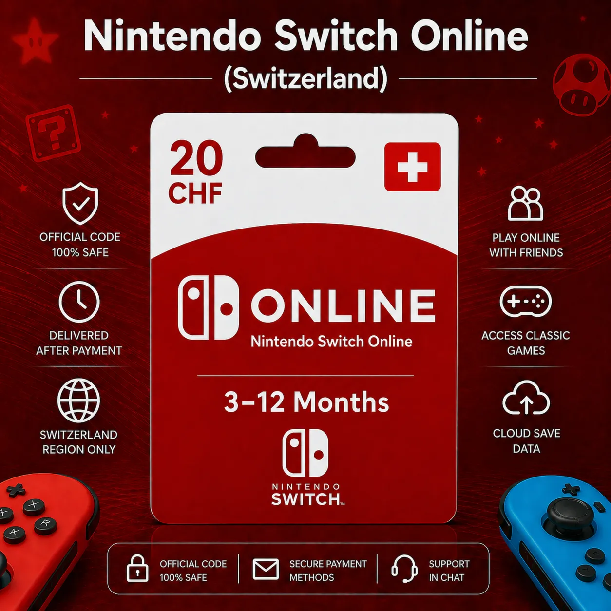 Nintendo Switch Online (Швейцария) 3–12 месяцев | Подписка Nintendo