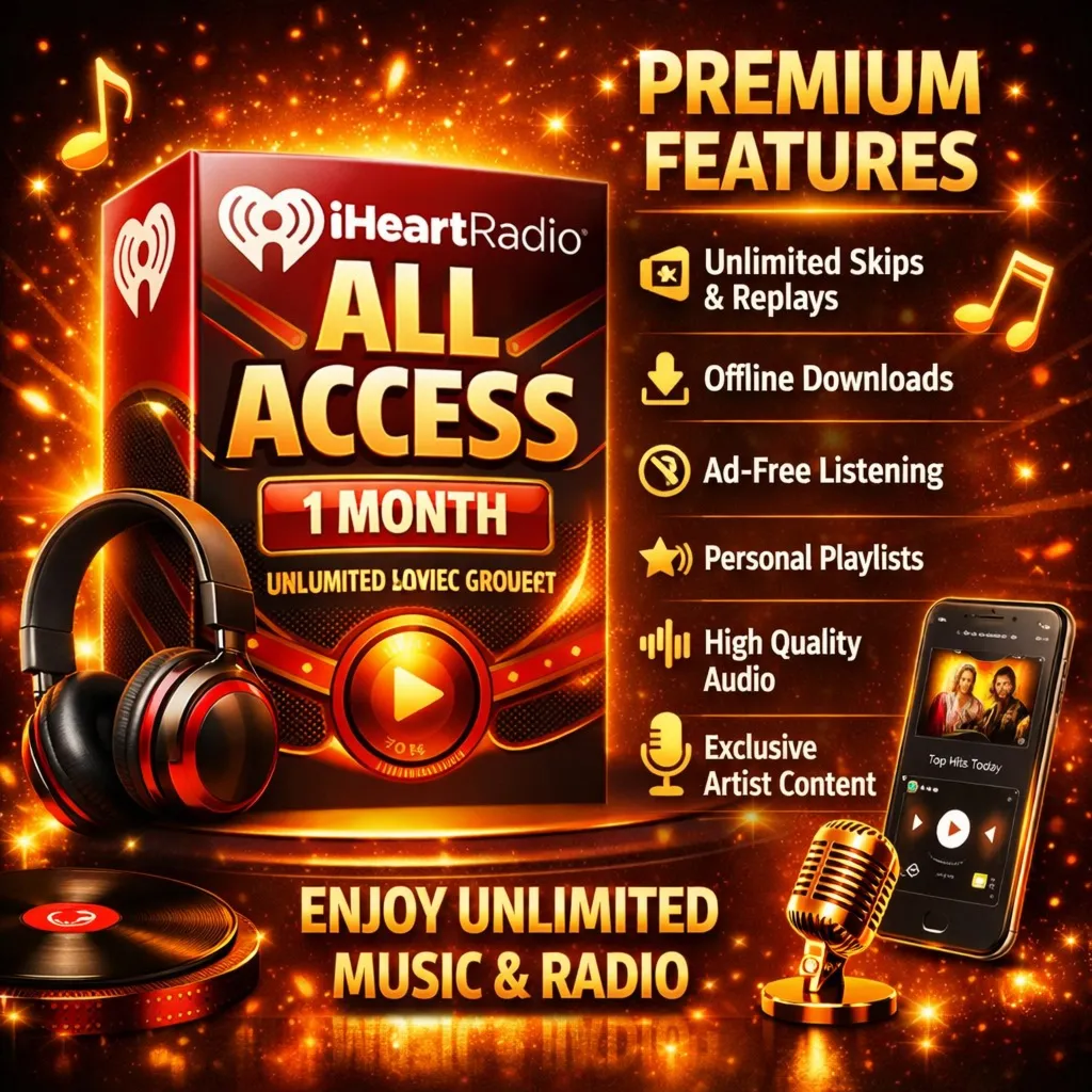 🔥 🎵 iHeartRadio All Access 1Месяц |💥 Безлимитная Музыка и Радио | Премиум Стриминг🎧 ⚡ 