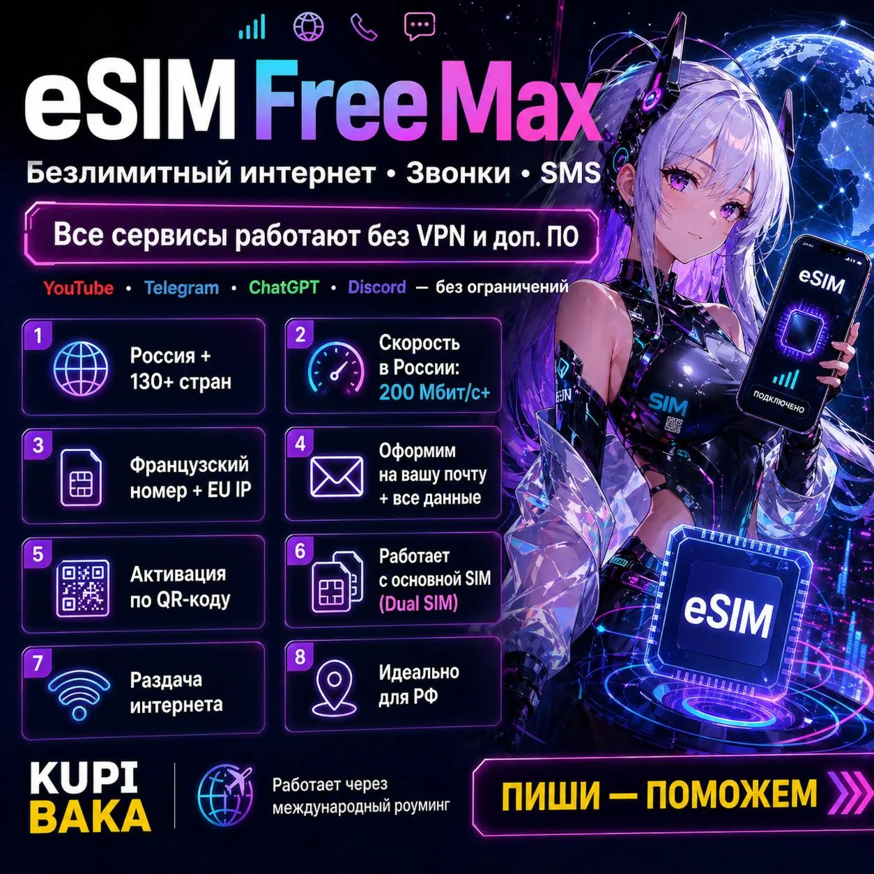 Россия\МИР esim Безлимитный Интернет + Звонки + SMS - irongamers.ru