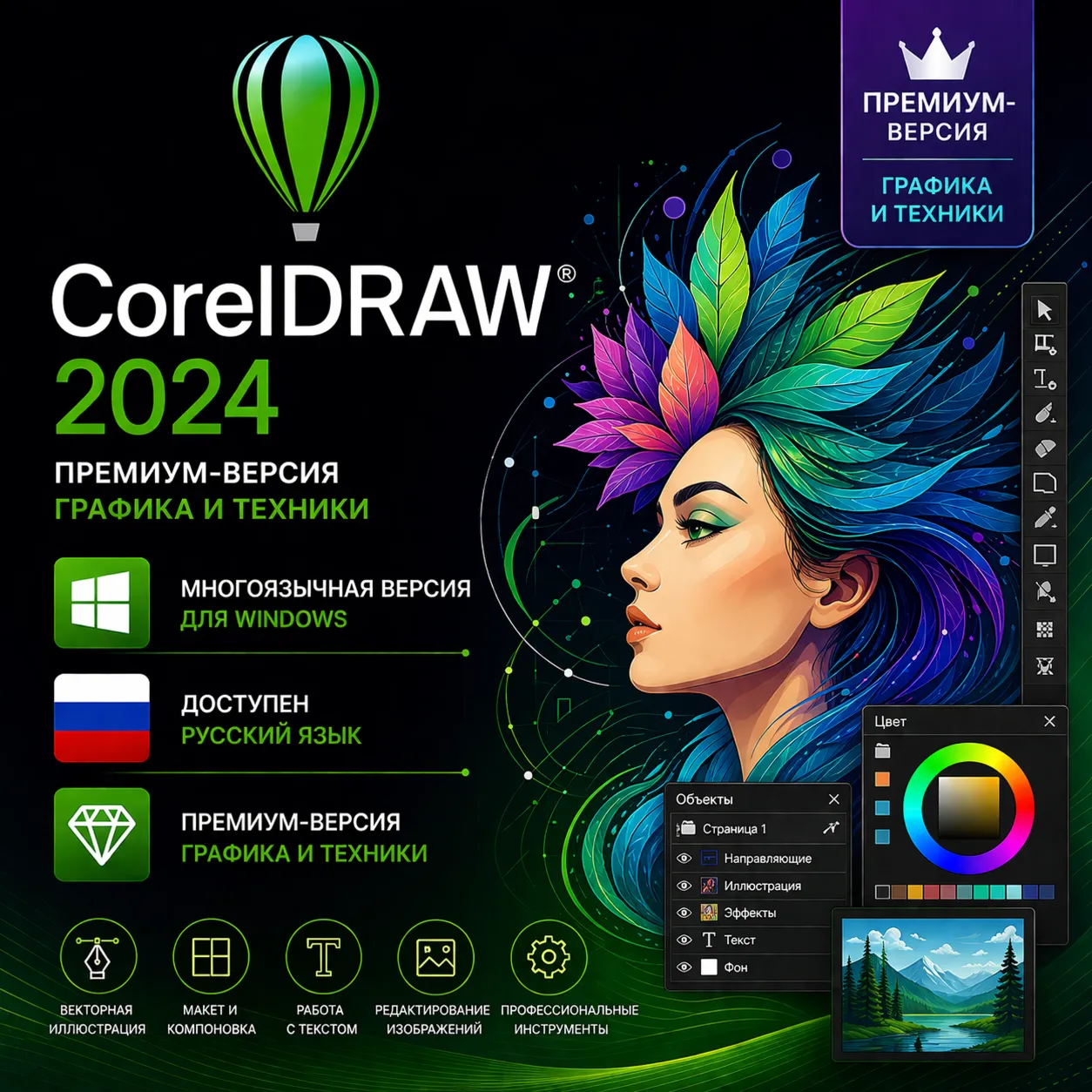 CorelDRAW Graphics Suite 2024 + ТЕХНИК 3 ПК