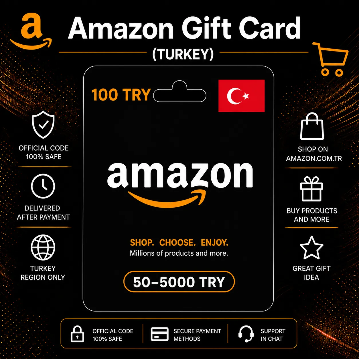 Amazon Gift Card (Турция) 50–5000 TRY | Код пополнения Amazon - irongamers.ru