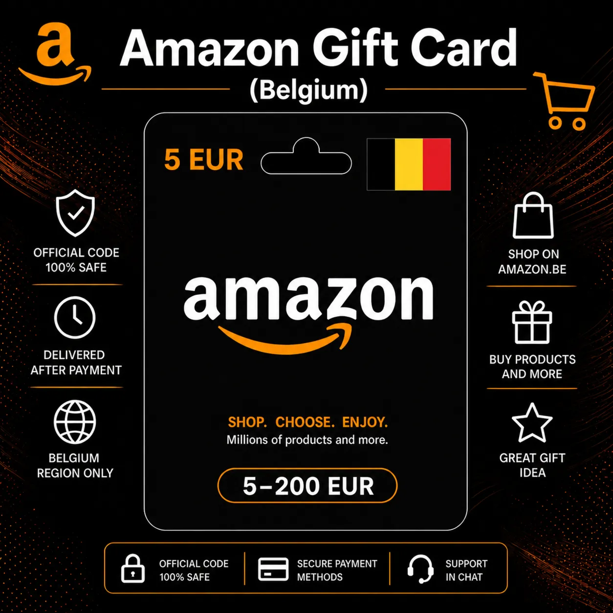 Amazon Gift Card (Бельгия) 5–200 EUR | Код пополнения Amazon