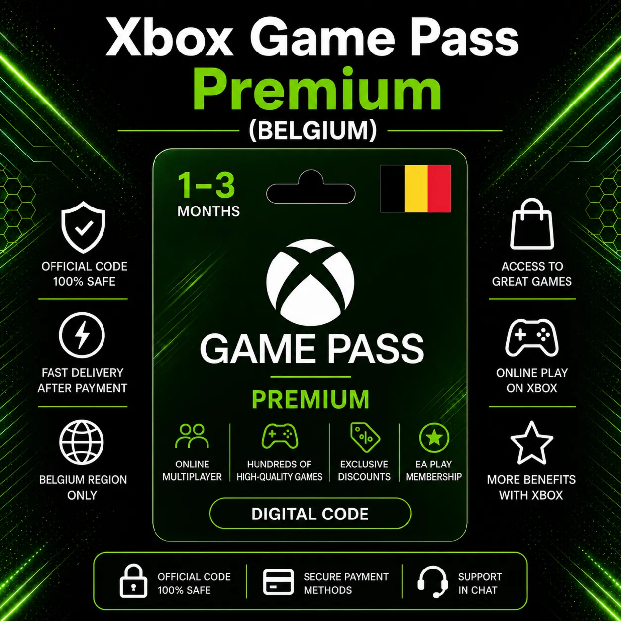 Xbox Game Pass Premium (Бельгия) 1–3 месяца | Код активации Xbox - irongamers.ru