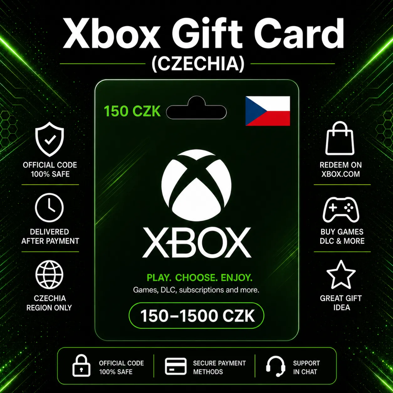 Xbox Gift Card (Чехия) 150–1500 CZK | Код пополнения Xbox