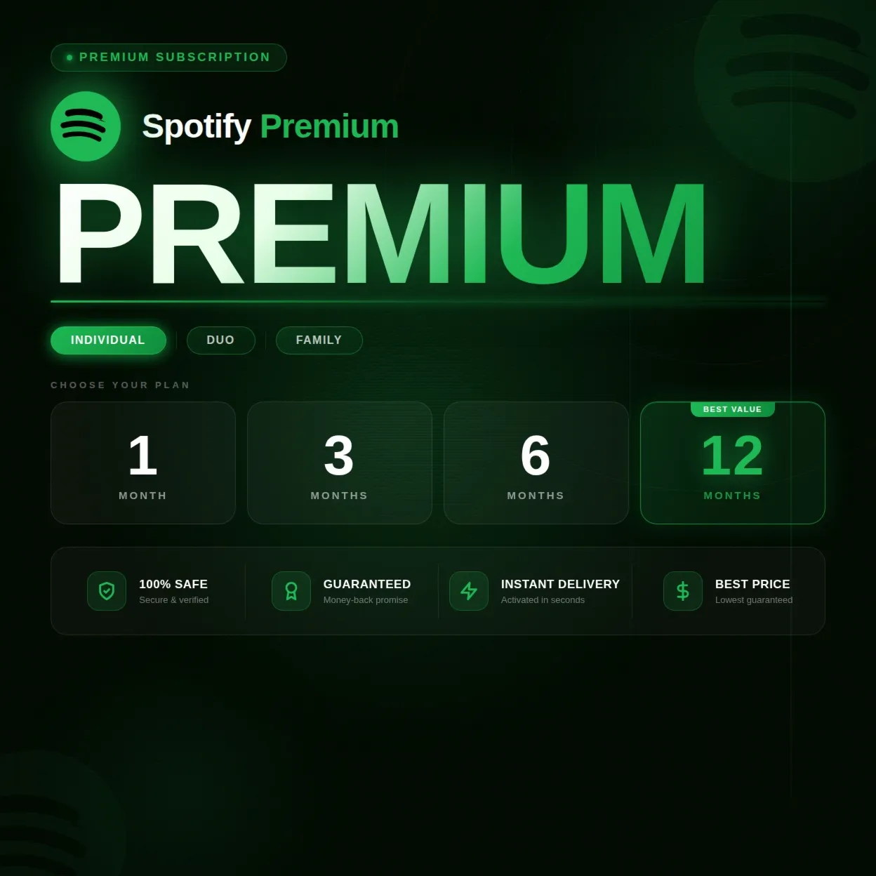 Spotify Premium: индивидуальный, дуэтный 1/3/6/12 м 🔥 ✅ 