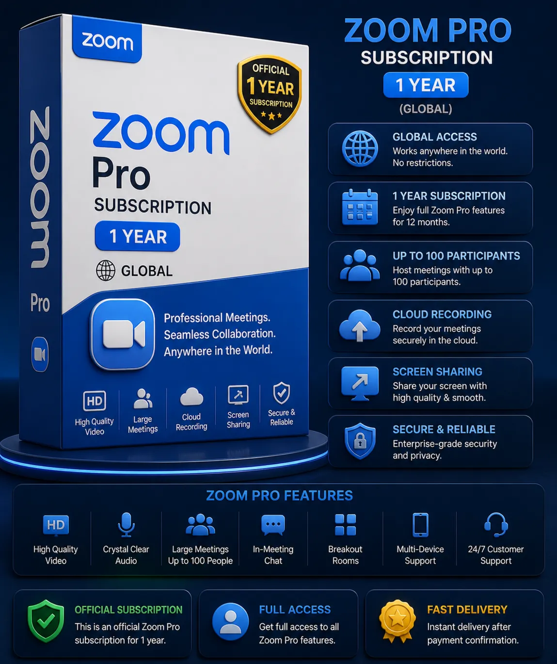 Zoom Pro Subscription 1 Year (Global) - irongamers.ru