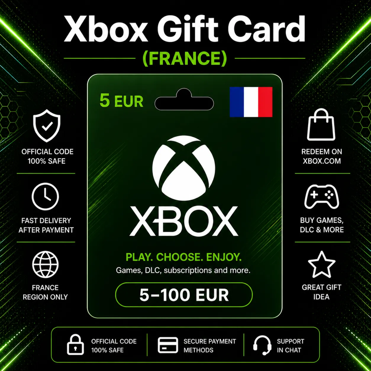 Xbox Gift Card (Франция) 5–100 EUR | Код пополнения Xbox