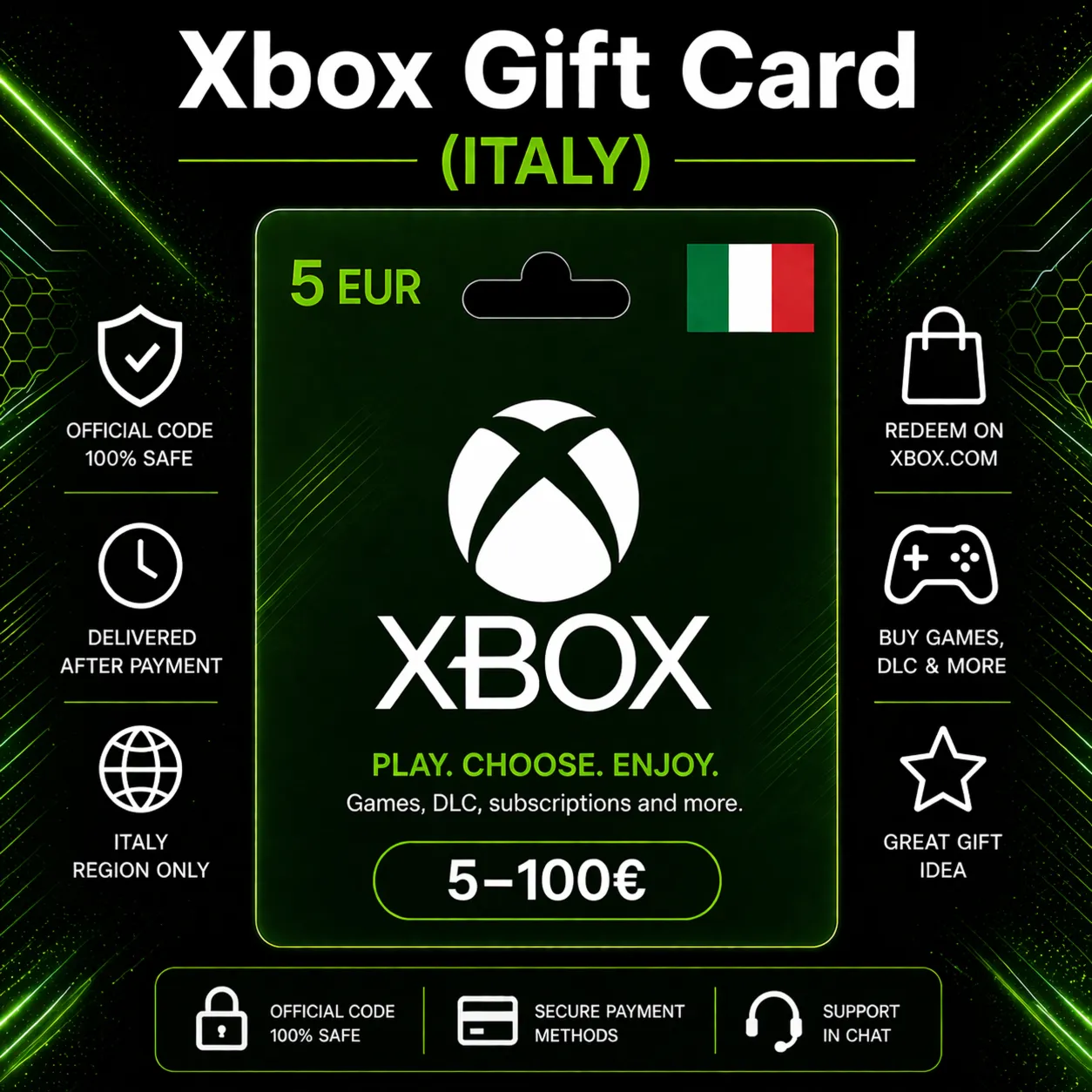 Xbox Gift Card (Италия) 5–100 EUR | Код пополнения Xbox