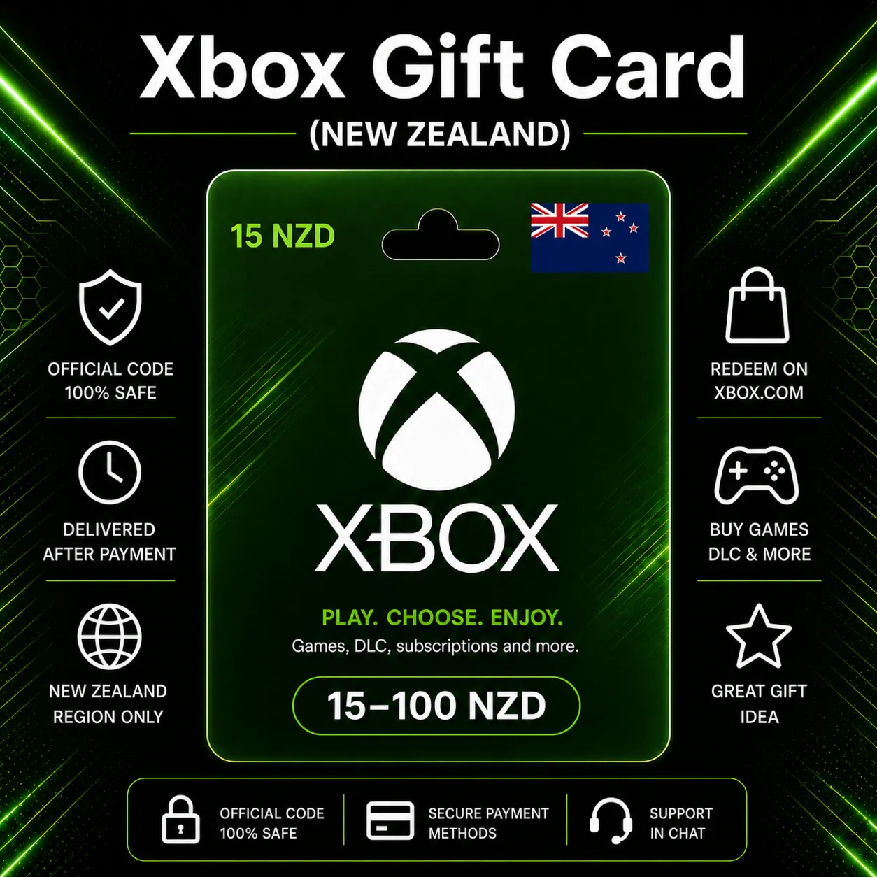 Xbox Gift Card (Новая Зеландия) 15–100 NZD | Код пополнения Xbox