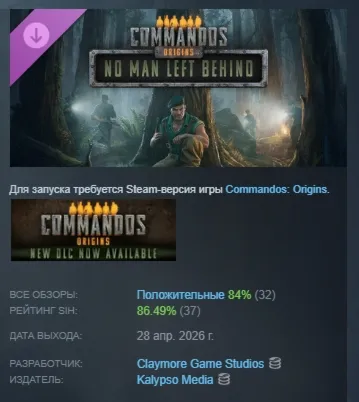 Commandos: Origins - No Man Left Behind DLC АВТОДОСТАВКА STEAM РОССИЯ
