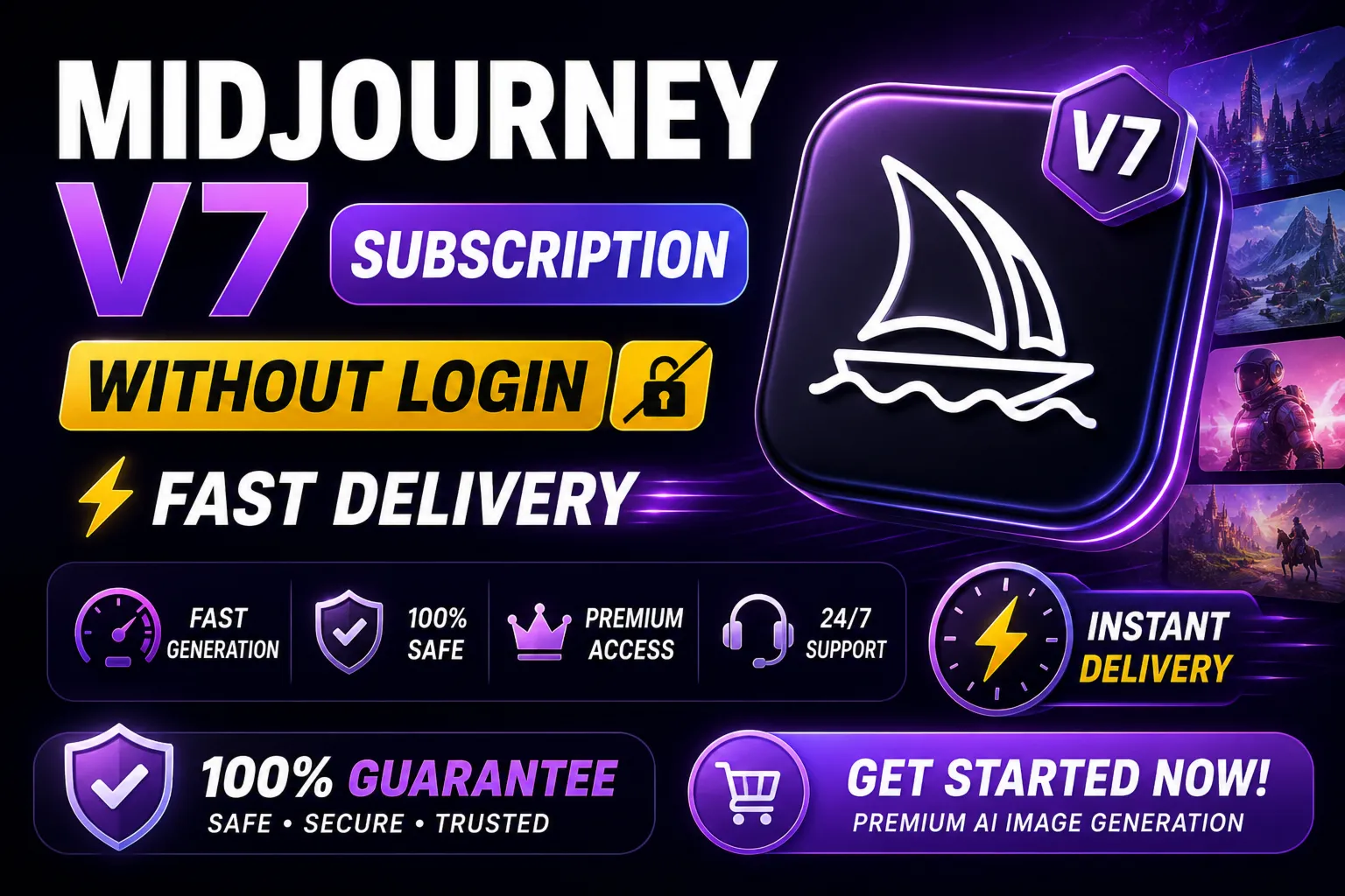 Подписка Midjourney V7 БЕЗ ВХОДА ⚡ Быстрая доставка