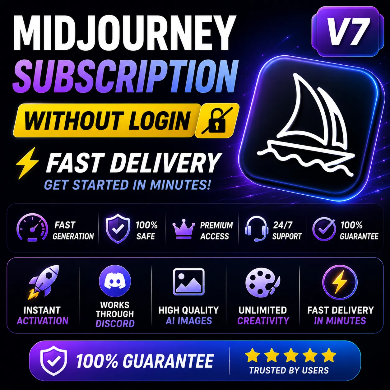 Подписка Midjourney V7 БЕЗ ВХОДА ⚡ Быстрая доставка