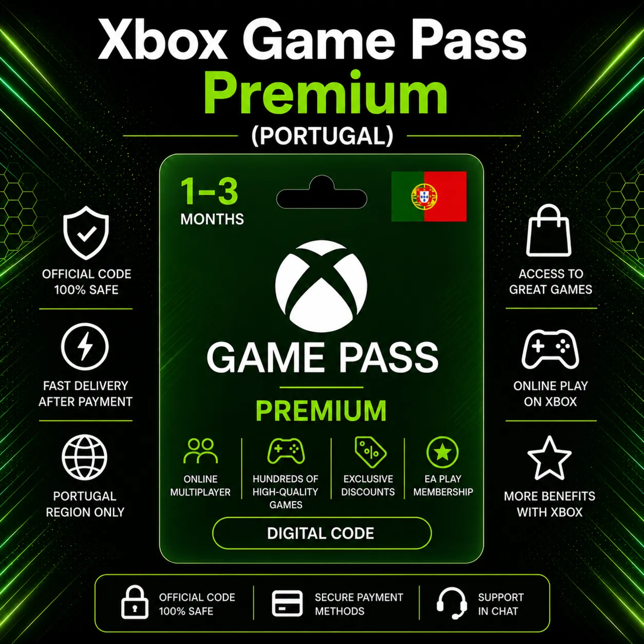 Xbox Game Pass Premium (Португалия) 1–3 месяца | Код активации Xbox