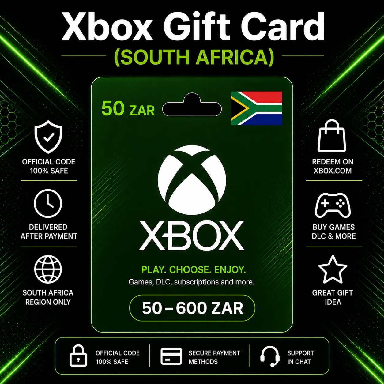 Xbox Gift Card (Южная Африка) 50–600 ZAR | Код пополнения Xbox