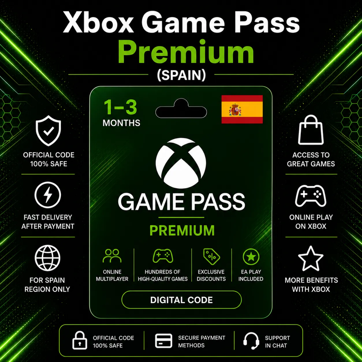 Xbox Game Pass Premium (Испания) 1–3 месяца | Код активации Xbox