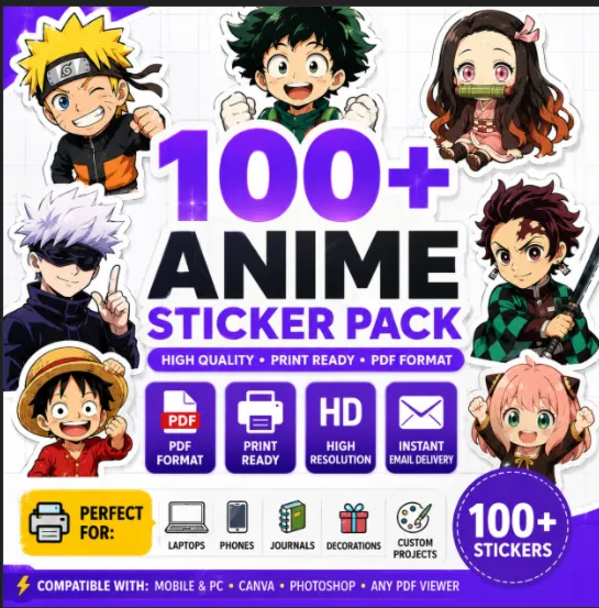 Anime Sticker Pack 100+ PDF | Printable High Quality Stickers - irongamers.ru