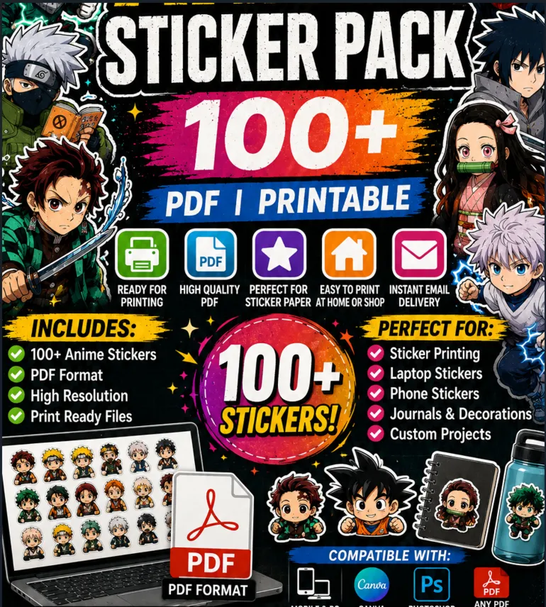 Anime Sticker Pack 100+ PDF | Printable High Quality Stickers - irongamers.ru