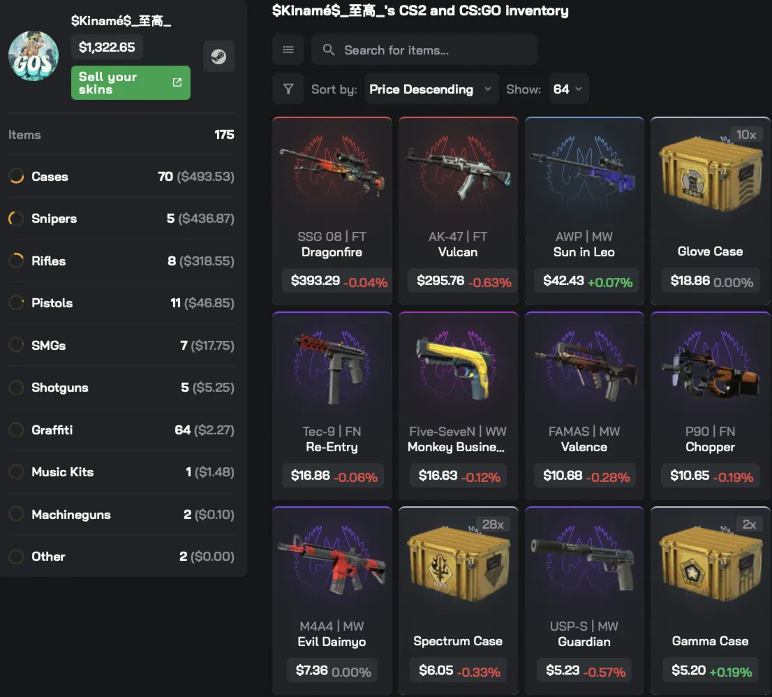 Автовыдача • CS 2 • Инвентарь $1,322.65 • Полный доступ • VAC