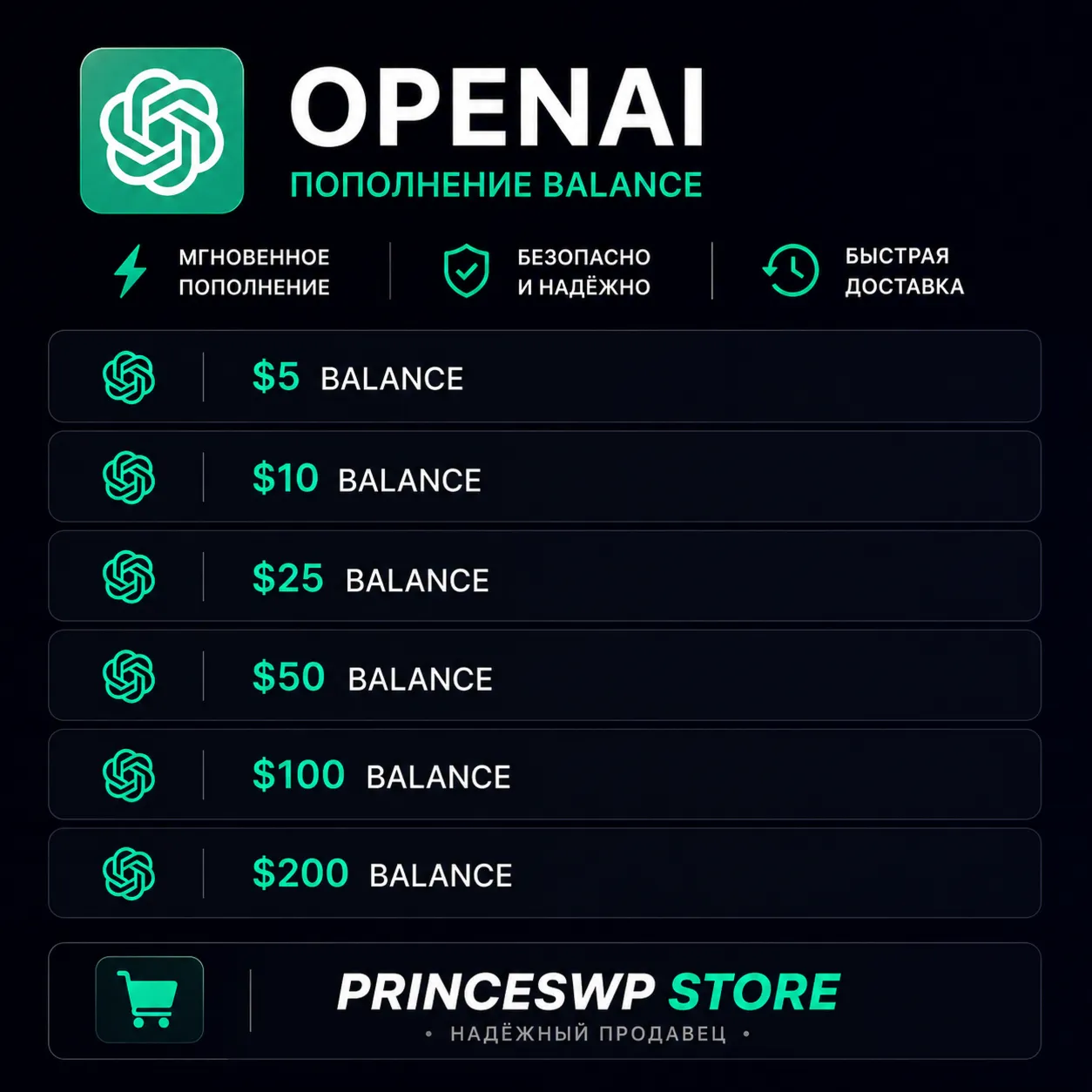 🚀 ПОПОЛНЕНИЕ БАЛАНСА OPENAI CHATGPT API | PAY BALANCE | БЫСТРАЯ ДОСТАВКА ⚡ 