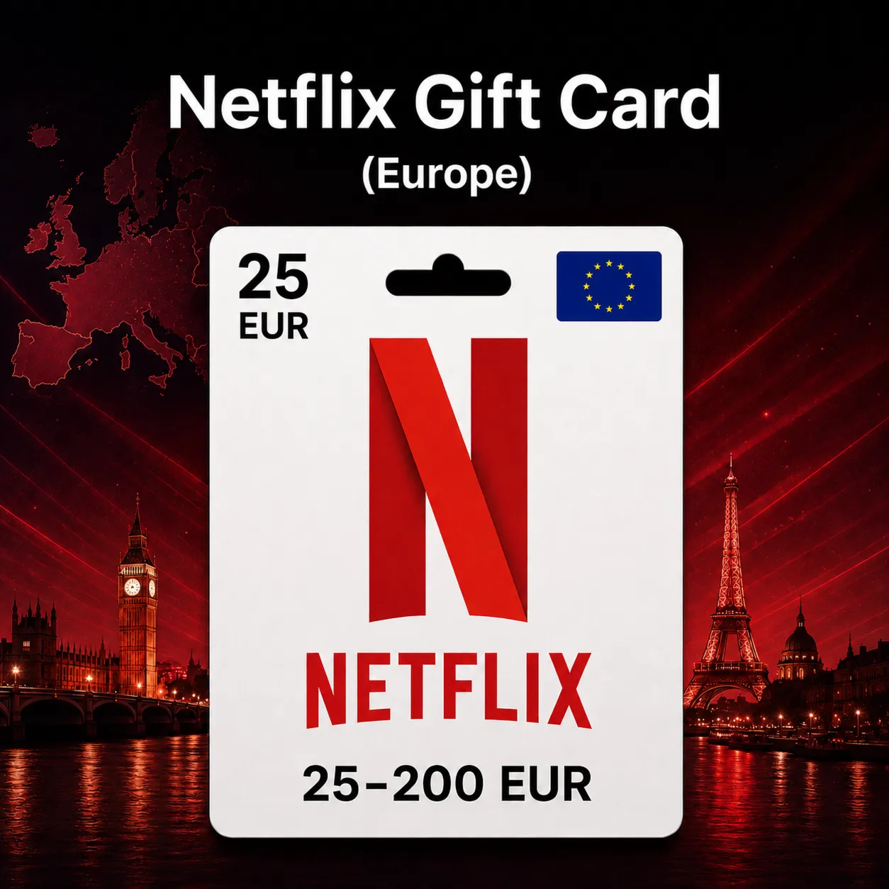 Netflix Gift Card (Европа) 25–200 EUR | Код пополнения