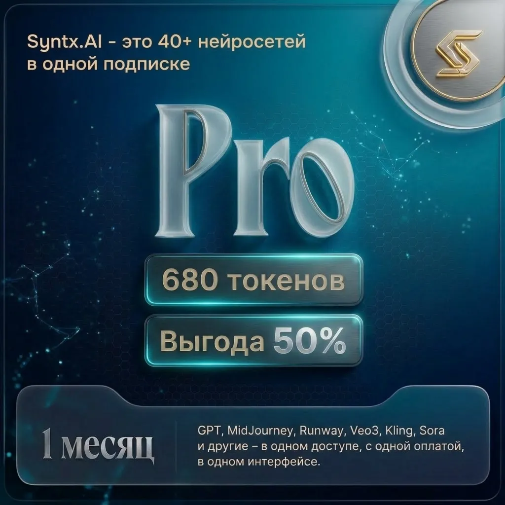 Личный аккаунт Syntx AI Pro тариф - Pro 1 месяц